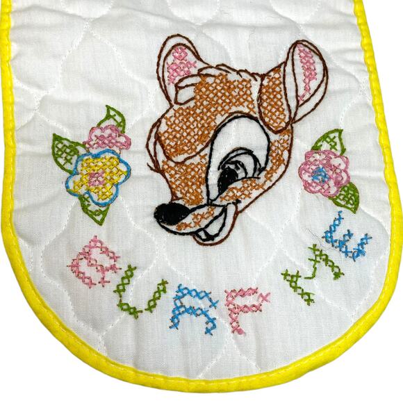 Vintage Burp Cloth Unisex Cross Stitch Bambi Deer Burp Me Paragon Needlecraft - Picture 4 of 7